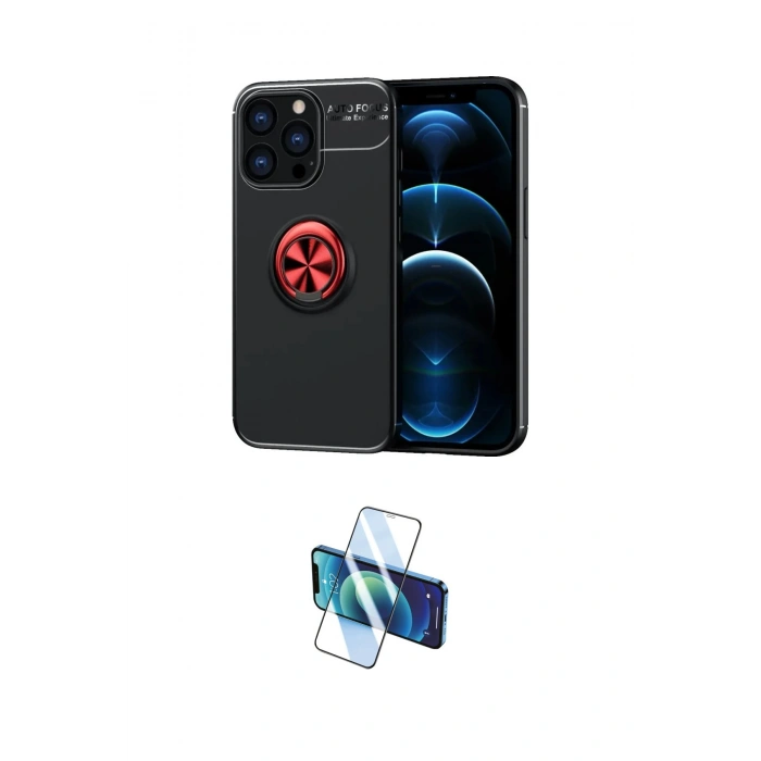 MARSİLYAN™- iPhone 13 Pro Max Kılıf Yankı Form Prime - Siyah 3D Antistatik Cam Ekran Koruyucu