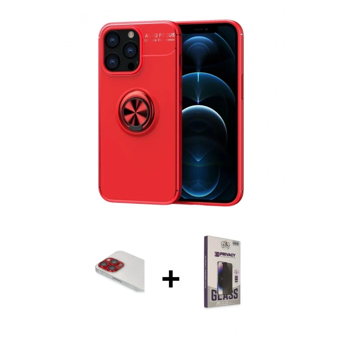 MARSİLYAN™- iPhone 13 Pro Max Kılıf Yankı Form Prime - Siyah Bilvis Hayalet Cam Ekran Koruyucu + Pers Alüminyum Kamera Lens - KI