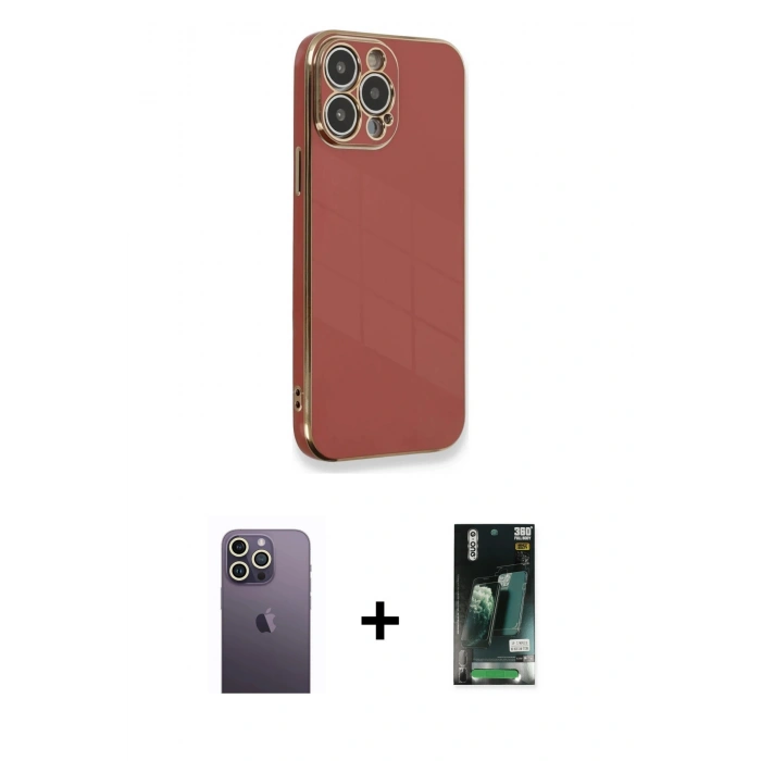 MARSİLYAN™- iPhone 13 Pro Max Kılıf Yankı Serisi - Şeffaf 360 Full Body Arka Koruyucu + Neon Fosforlu Kamera Lens - BZ