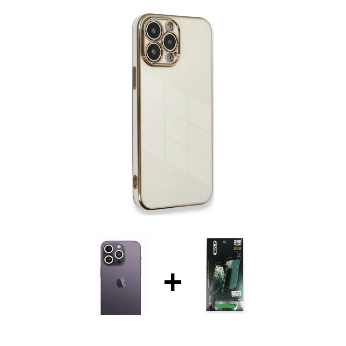 MARSİLYAN™- iPhone 13 Pro Max Kılıf Yankı Serisi - Şeffaf 360 Full Body Arka Koruyucu + Neon Fosforlu Kamera Lens - BZ