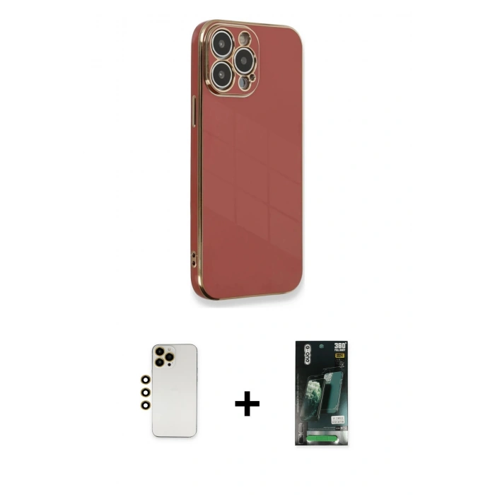 MARSİLYAN™- iPhone 13 Pro Max Kılıf Yankı Serisi - Şeffaf 360 Full Body Arka Koruyucu + Shine Kamera Lens - GD
