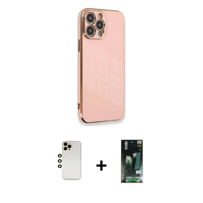 MARSİLYAN™- iPhone 13 Pro Max Kılıf Yankı Serisi - Şeffaf 360 Full Body Arka Koruyucu + Shine Kamera Lens - GD