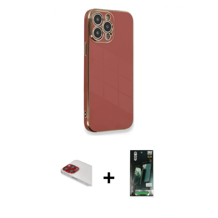 MARSİLYAN™- iPhone 13 Pro Max Kılıf Yankı Serisi - Şeffaf 360 Full Body Arka Koruyucu + Pers Alüminyum Kamera Lens - KI