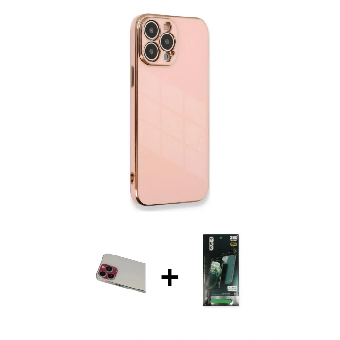 MARSİLYAN™- iPhone 13 Pro Max Kılıf Yankı Serisi - Şeffaf 360 Full Body Arka Koruyucu + Rainbow Kamera Lens Koruma Cam - KI