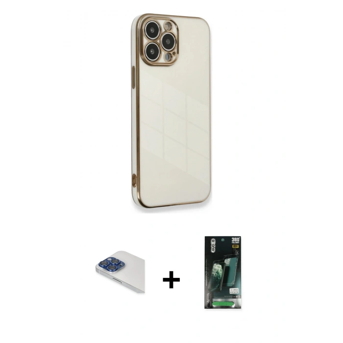 MARSİLYAN™- iPhone 13 Pro Max Kılıf Yankı Serisi - Şeffaf 360 Full Body Arka Koruyucu + Pers Alüminyum Kamera Lens - LT