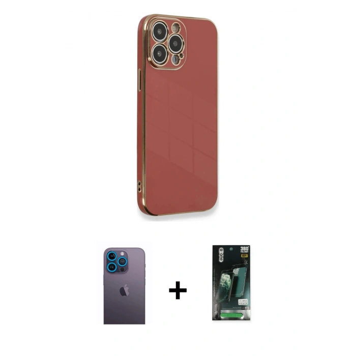 MARSİLYAN™- iPhone 13 Pro Max Kılıf Yankı Serisi - Şeffaf 360 Full Body Arka Koruyucu + Mavi Neon Fosforlu Kamera Lens