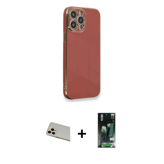 MARSİLYAN™- iPhone 13 Pro Max Kılıf Yankı Serisi - Şeffaf 360 Full Body Arka Koruyucu + Rainbow Kamera Lens Koruma Cam - REGD