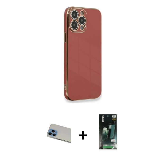 MARSİLYAN™- iPhone 13 Pro Max Kılıf Yankı Serisi - Şeffaf 360 Full Body Arka Koruyucu + Rainbow Kamera Lens Koruma Cam - MI