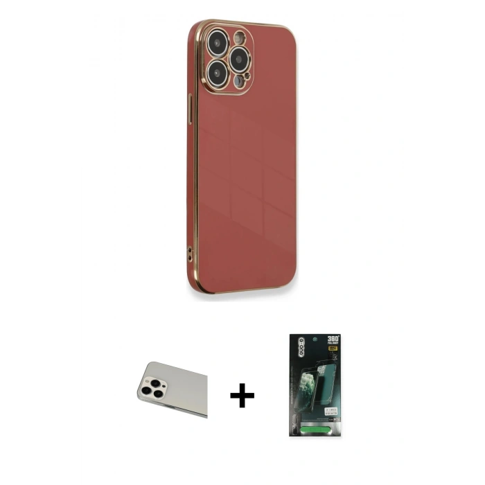 MARSİLYAN™- iPhone 13 Pro Max Kılıf Yankı Serisi - Şeffaf 360 Full Body Arka Koruyucu + Rainbow Kamera Lens Koruma Cam - BZ