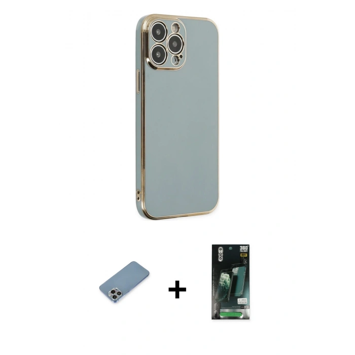 MARSİLYAN™- iPhone 13 Pro Max Kılıf Yankı Serisi - Şeffaf 360 Full Body Arka Koruyucu + Shine Kamera Lens Koruma Cam - GI