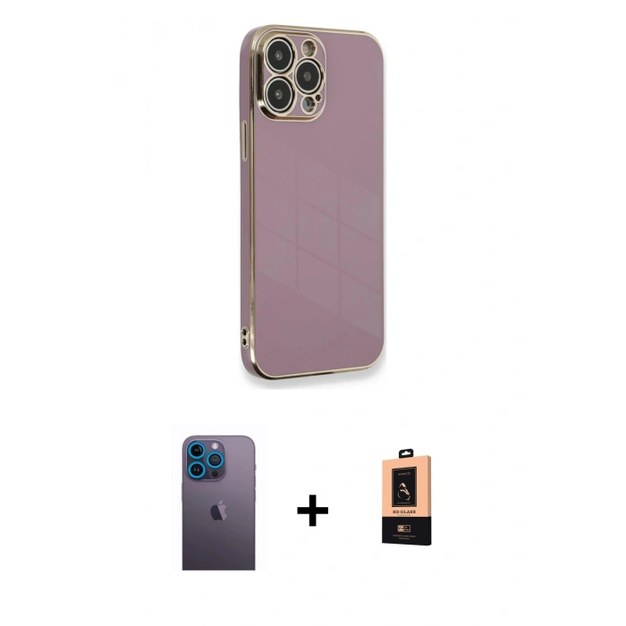 MARSİLYAN™- iPhone 13 Pro Max Kılıf Yankı Serisi - Şeffaf Maxco Cam Ekran Koruyucu + Neon Fosforlu Kamera Lens - MI