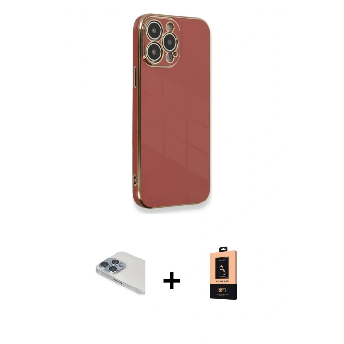 MARSİLYAN™- iPhone 13 Pro Max Kılıf Yankı Serisi - Şeffaf Maxco Cam Ekran Koruyucu + Pers Alüminyum Kamera Lens - SABE