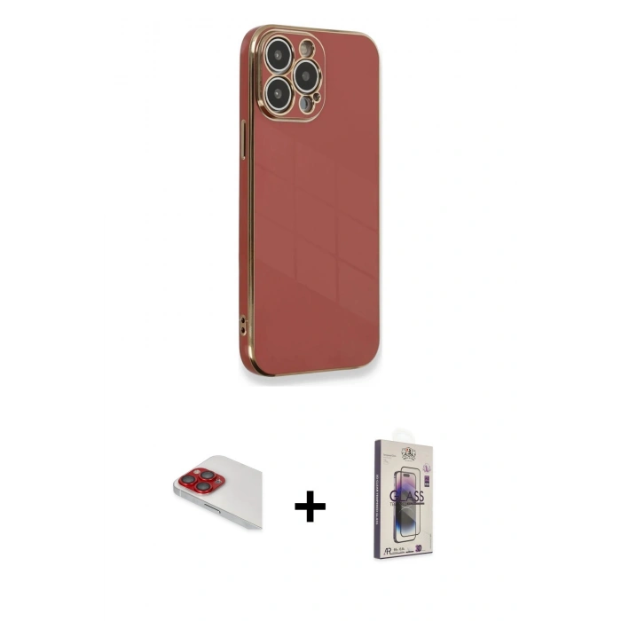 MARSİLYAN™- iPhone 13 Pro Max Kılıf Yankı Serisi - Siyah Bilvis 3D Cam Ekran Koruyucu + Pers Alüminyum Kamera Lens - KI