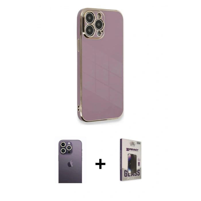 MARSİLYAN™- iPhone 13 Pro Max Kılıf Yankı Serisi - Siyah Bilvis Hayalet Cam Ekran Koruyucu + Neon Fosforlu Kamera Lens - BZ