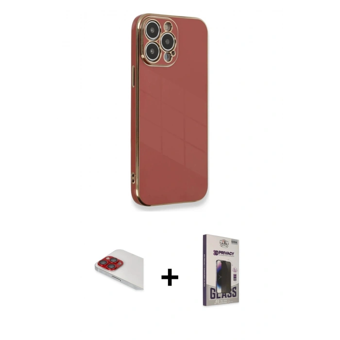 MARSİLYAN™- iPhone 13 Pro Max Kılıf Yankı Serisi - Siyah Bilvis Hayalet Cam Ekran Koruyucu + Pers Alüminyum Kamera Lens - KI