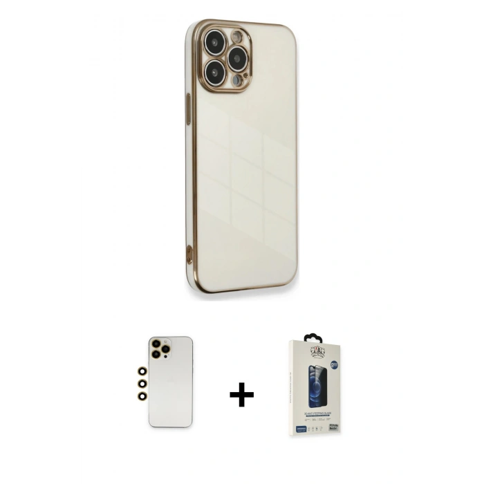 MARSİLYAN™- iPhone 13 Pro Max Kılıf Yankı Serisi - Siyah Bilvis Hayalet Cam Ekran Koruyucu + Shine Kamera Lens - GD