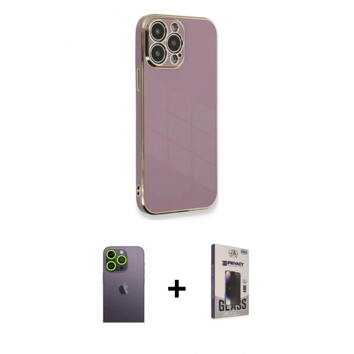 MARSİLYAN™- iPhone 13 Pro Max Kılıf Yankı Serisi - Siyah Bilvis Hayalet Cam Ekran Koruyucu + Neon Fosforlu Kamera Lens - YL