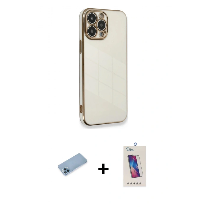 MARSİLYAN™- iPhone 13 Pro Max Kılıf Yankı Serisi - Siyah Joko 5D Cam + Shine Kamera Lens Koruma Cam - MI