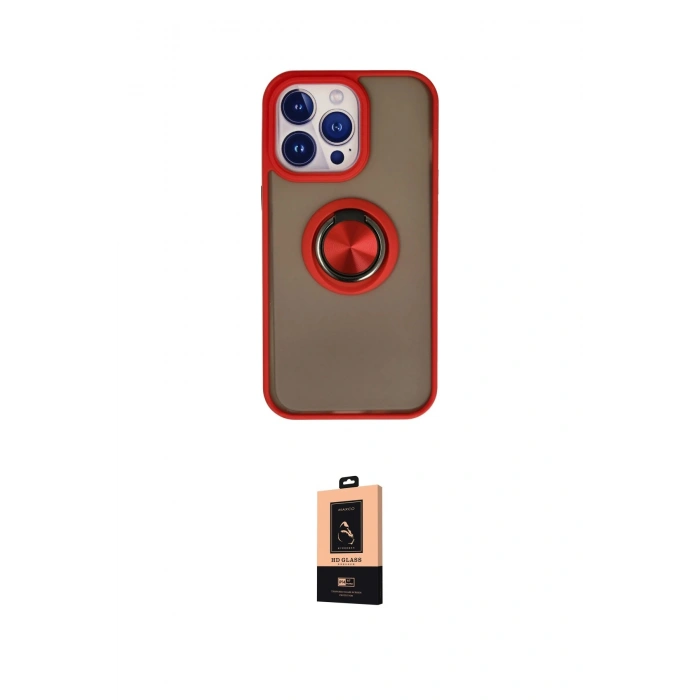 MARSİLYAN™- iPhone 13 Pro Max Kılıf Yörünge Çizgi - Şeffaf Maxco Cam Ekran Koruyucu