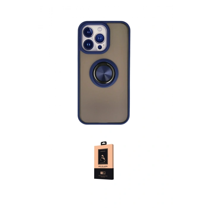 MARSİLYAN™- iPhone 13 Pro Max Kılıf Yörünge Çizgi - Şeffaf Maxco Cam Ekran Koruyucu