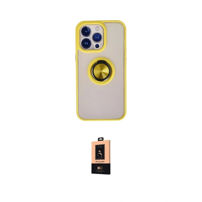 MARSİLYAN™- iPhone 13 Pro Max Kılıf Yörünge Çizgi - Şeffaf Maxco Cam Ekran Koruyucu