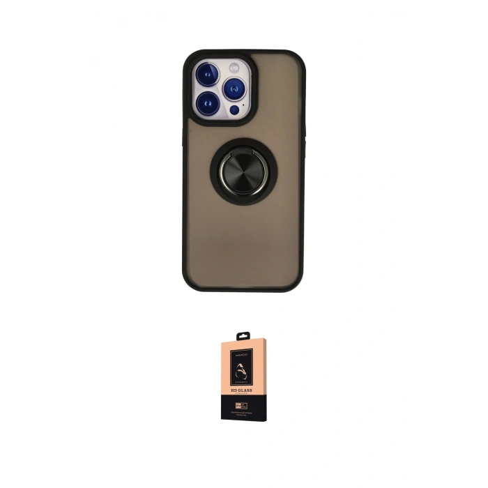 MARSİLYAN™- iPhone 13 Pro Max Kılıf Yörünge Çizgi - Şeffaf Maxco Cam Ekran Koruyucu