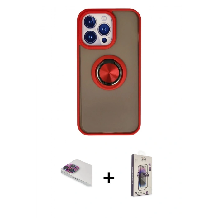 MARSİLYAN™- iPhone 13 Pro Max Kılıf Yörünge Çizgi - Siyah Bilvis 3D Cam Ekran Koruyucu + Pers Alüminyum Kamera Lens - GI