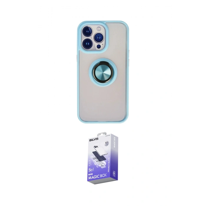 MARSİLYAN™- iPhone 13 Pro Max Kılıf Yörünge Çizgi - Siyah Bilvis 5in1 5D Magic Hayalet Cam Ekran Koruyucu