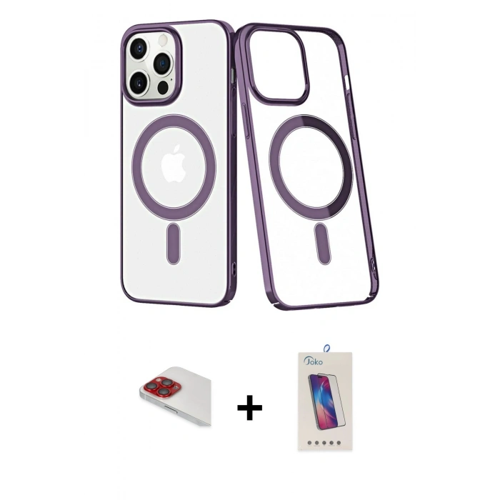 MARSİLYAN™- iPhone 13 Pro Max Kılıf Yörünge Minimal - Siyah Joko 5D Cam + Pers Alüminyum Kamera Lens - KI