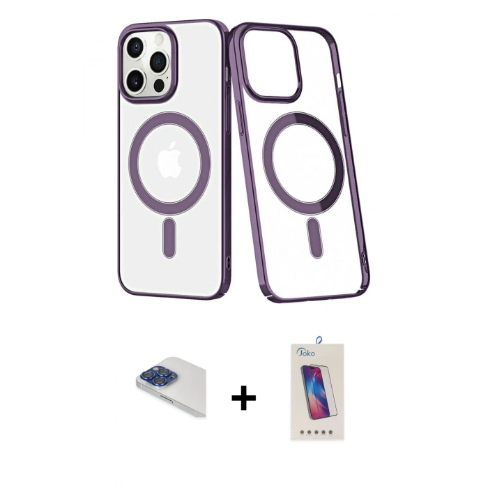 MARSİLYAN™- iPhone 13 Pro Max Kılıf Yörünge Minimal - Siyah Joko 5D Cam + Pers Alüminyum Kamera Lens - LT