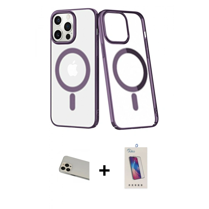 MARSİLYAN™- iPhone 13 Pro Max Kılıf Yörünge Minimal - Siyah Joko 5D Cam + Rainbow Kamera Lens Koruma Cam - REGD