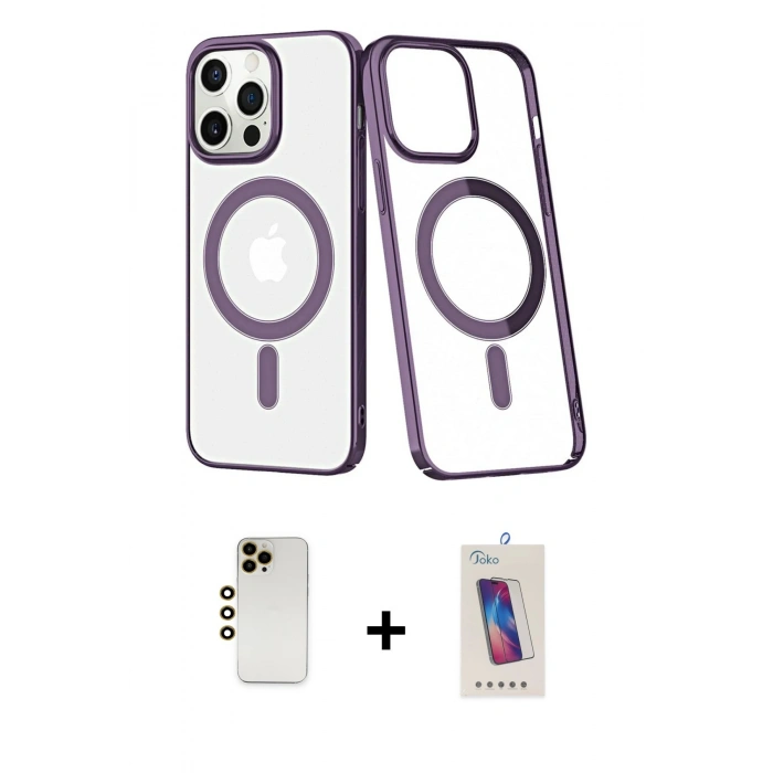 MARSİLYAN™- iPhone 13 Pro Max Kılıf Yörünge Minimal - Siyah Joko 5D Cam + Shine Kamera Lens - GD