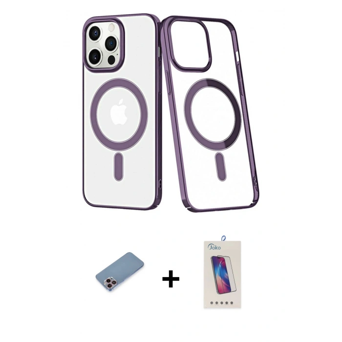 MARSİLYAN™- iPhone 13 Pro Max Kılıf Yörünge Minimal - Siyah Joko 5D Cam + Shine Kamera Lens Koruma Cam - PE