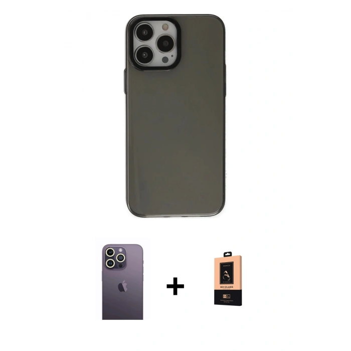 MARSİLYAN™- iPhone 13 Pro Max Kılıf Zirve Doku Koleksiyonu - Şeffaf Maxco Cam Ekran Koruyucu + Neon Fosforlu Kamera Lens - BZ