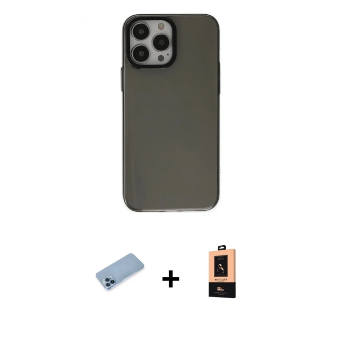 MARSİLYAN™- iPhone 13 Pro Max Kılıf Zirve Doku Koleksiyonu - Şeffaf Maxco Cam Ekran Koruyucu + Mavi Shine Kamera Lens Koruma Cam