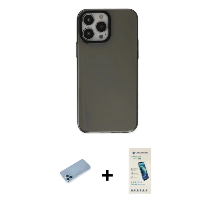 MARSİLYAN™- iPhone 13 Pro Max Kılıf Zirve Doku Koleksiyonu - Şeffaf Pasifik Cam Ekran Koruyucu + Shine Kamera Lens Koruma Cam - MI