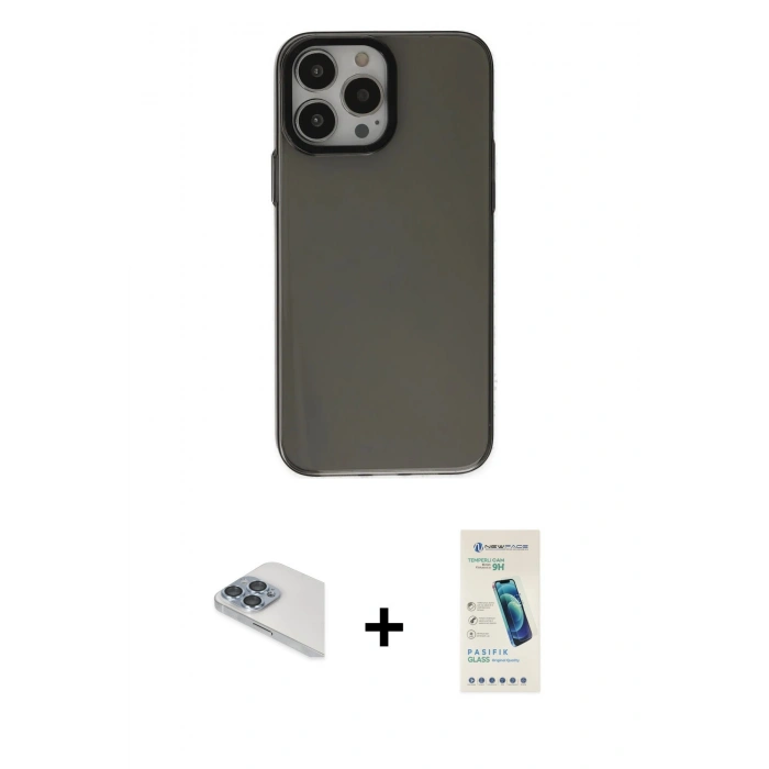 MARSİLYAN™- iPhone 13 Pro Max Kılıf Zirve Doku Koleksiyonu - Şeffaf Pasifik Cam Ekran Koruyucu + Pers Alüminyum Kamera Lens - SABE