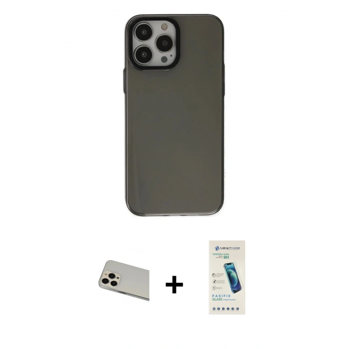 MARSİLYAN™- iPhone 13 Pro Max Kılıf Zirve Doku Koleksiyonu - Şeffaf Pasifik Cam Ekran Koruyucu + Rainbow Kamera Lens Koruma Cam - REGD