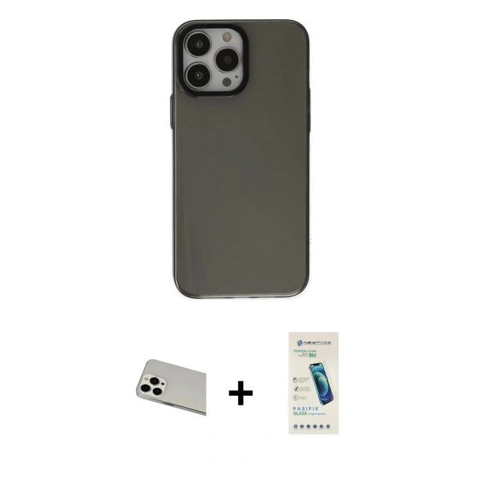 MARSİLYAN™- iPhone 13 Pro Max Kılıf Zirve Doku Koleksiyonu - Şeffaf Pasifik Cam Ekran Koruyucu + Rainbow Kamera Lens Koruma Cam - BZ