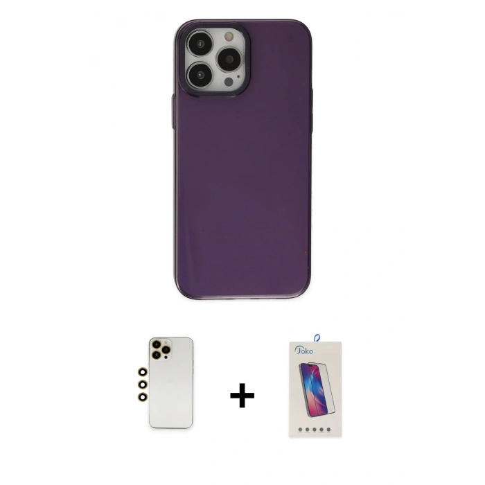 MARSİLYAN™- iPhone 13 Pro Max Kılıf Zirve Doku Koleksiyonu - Siyah Joko 5D Cam + Shine Kamera Lens - GD