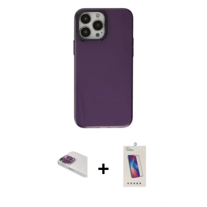 MARSİLYAN™- iPhone 13 Pro Max Kılıf Zirve Doku Koleksiyonu - Siyah Joko 5D Cam + Pers Alüminyum Kamera Lens - GI