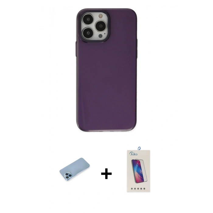 MARSİLYAN™- iPhone 13 Pro Max Kılıf Zirve Doku Koleksiyonu - Siyah Joko 5D Cam + Shine Kamera Lens Koruma Cam - MI