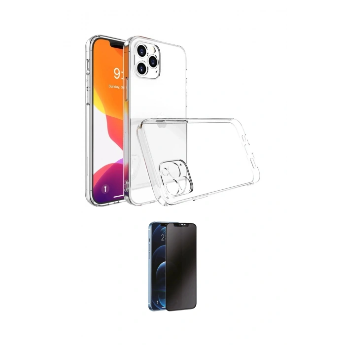 MARSİLYAN™- iPhone 13 Pro Max Kılıf Zirve Doku - Siyah 3D Antistatik Hayalet Cam Ekran Koruyucu
