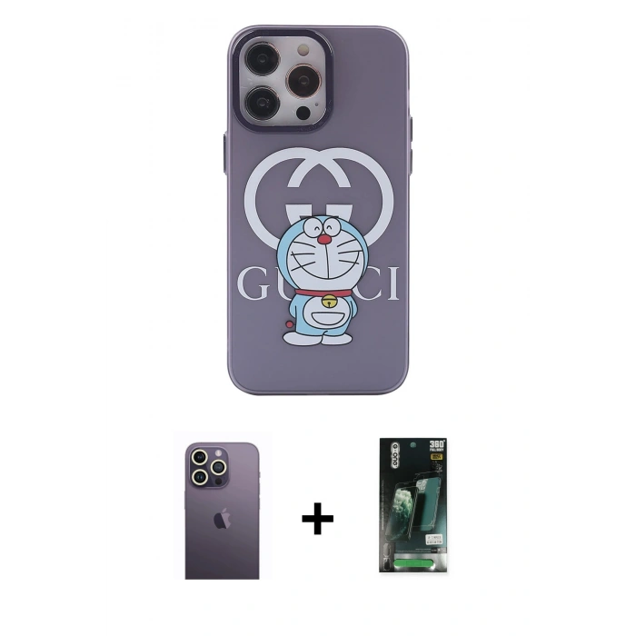 MARSİLYAN™- iPhone 13 Pro Max Kılıf Zirve Form Özel Seri - Şeffaf 360 Full Body Arka Koruyucu + Neon Fosforlu Kamera Lens - BZ
