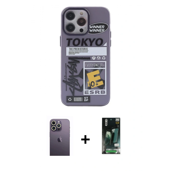 MARSİLYAN™- iPhone 13 Pro Max Kılıf Zirve Form Özel Seri - Şeffaf 360 Full Body Arka Koruyucu + Neon Fosforlu Kamera Lens - BZ
