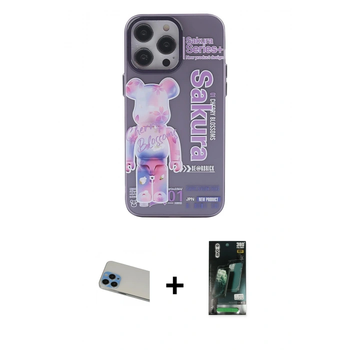 MARSİLYAN™- iPhone 13 Pro Max Kılıf Zirve Form Özel Seri - Şeffaf 360 Full Body Arka Koruyucu + Rainbow Kamera Lens Koruma Cam - MI