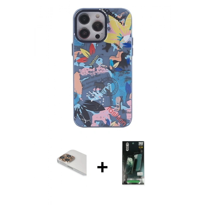 MARSİLYAN™- iPhone 13 Pro Max Kılıf Zirve Form Özel Seri - Şeffaf 360 Full Body Arka Koruyucu + Pers Alüminyum Kamera Lens - GD
