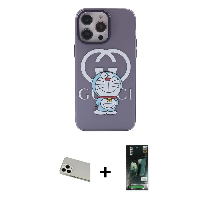 MARSİLYAN™- iPhone 13 Pro Max Kılıf Zirve Form Özel Seri - Şeffaf 360 Full Body Arka Koruyucu + Rainbow Kamera Lens Koruma Cam - BZ