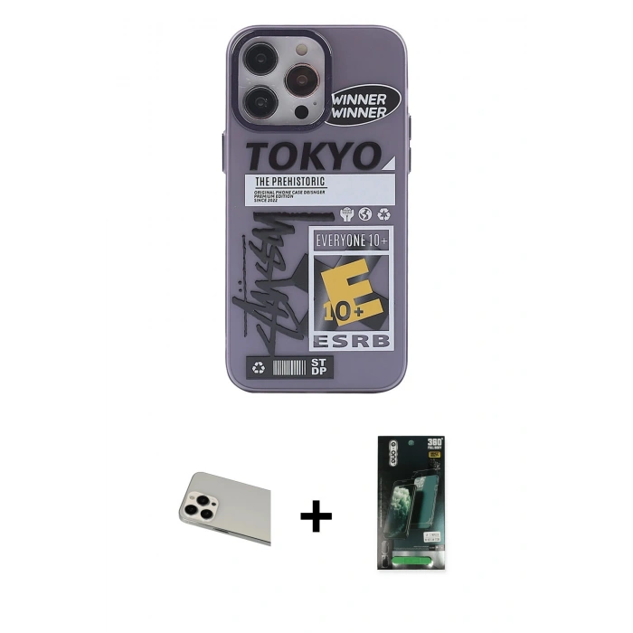 MARSİLYAN™- iPhone 13 Pro Max Kılıf Zirve Form Özel Seri - Şeffaf 360 Full Body Arka Koruyucu + Rainbow Kamera Lens Koruma Cam - BZ
