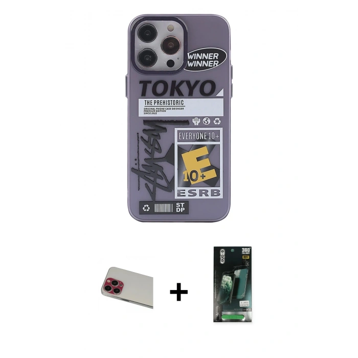 MARSİLYAN™- iPhone 13 Pro Max Kılıf Zirve Form Özel Seri - Şeffaf 360 Full Body Arka Koruyucu + Rainbow Kamera Lens Koruma Cam - KI